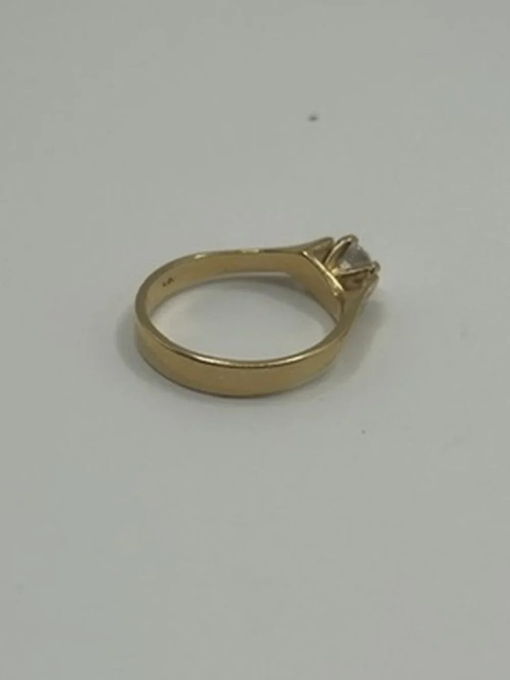 Vintage Gold Slanted CZ Ring Womens Cute 18k Plated Statement Dainty New